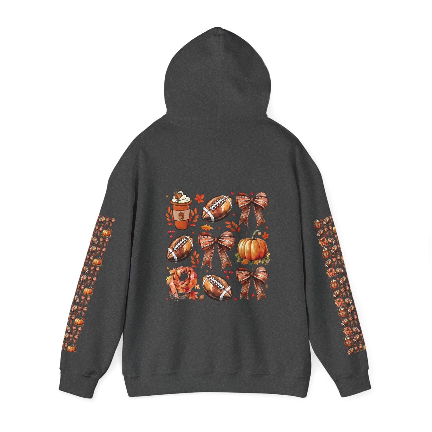 Football and bows ,  Unisex Heavy Blend™ Hooded Sweatshirt (sleeve arm design)