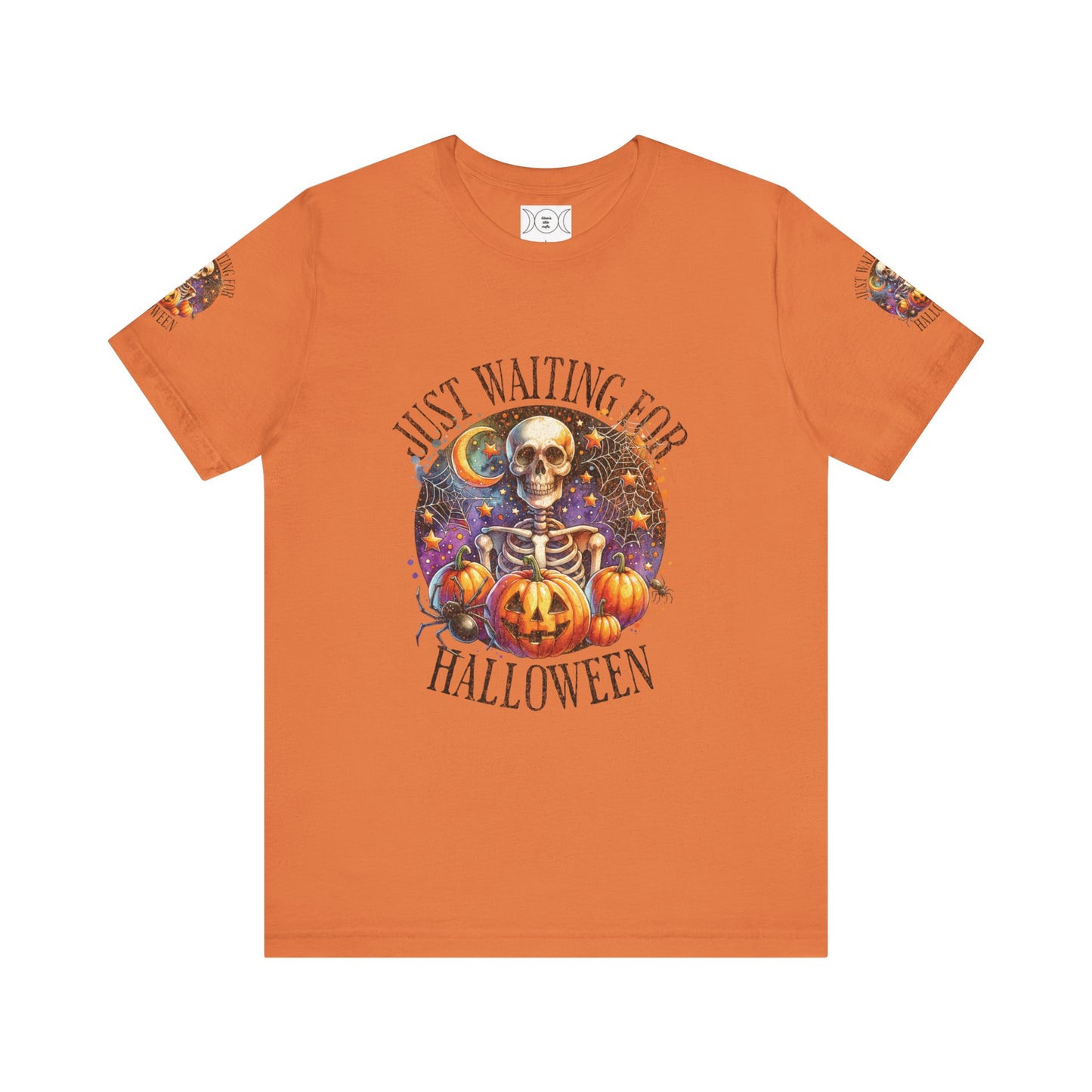 Just waiting for Halloween, Unisex Jersey Short Sleeve Tee (sleeve design)