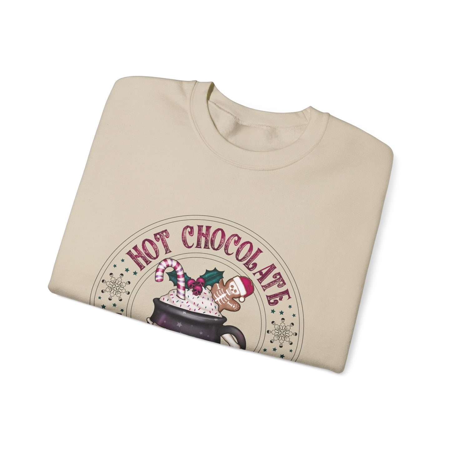 Hot chocolate to warm up my soul, Unisex Heavy Blend™ Crewneck Sweatshirt (Sleeve design)