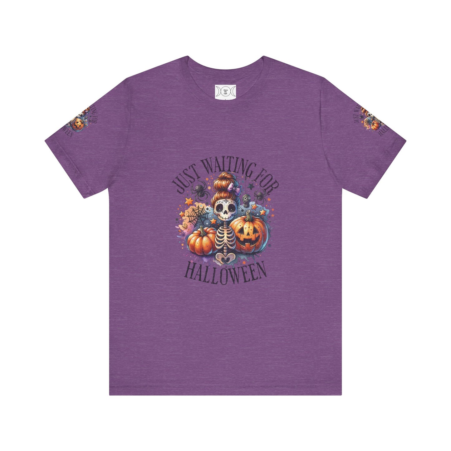 Just waiting for Halloween, Unisex Jersey Short Sleeve Tee (sleeve design)