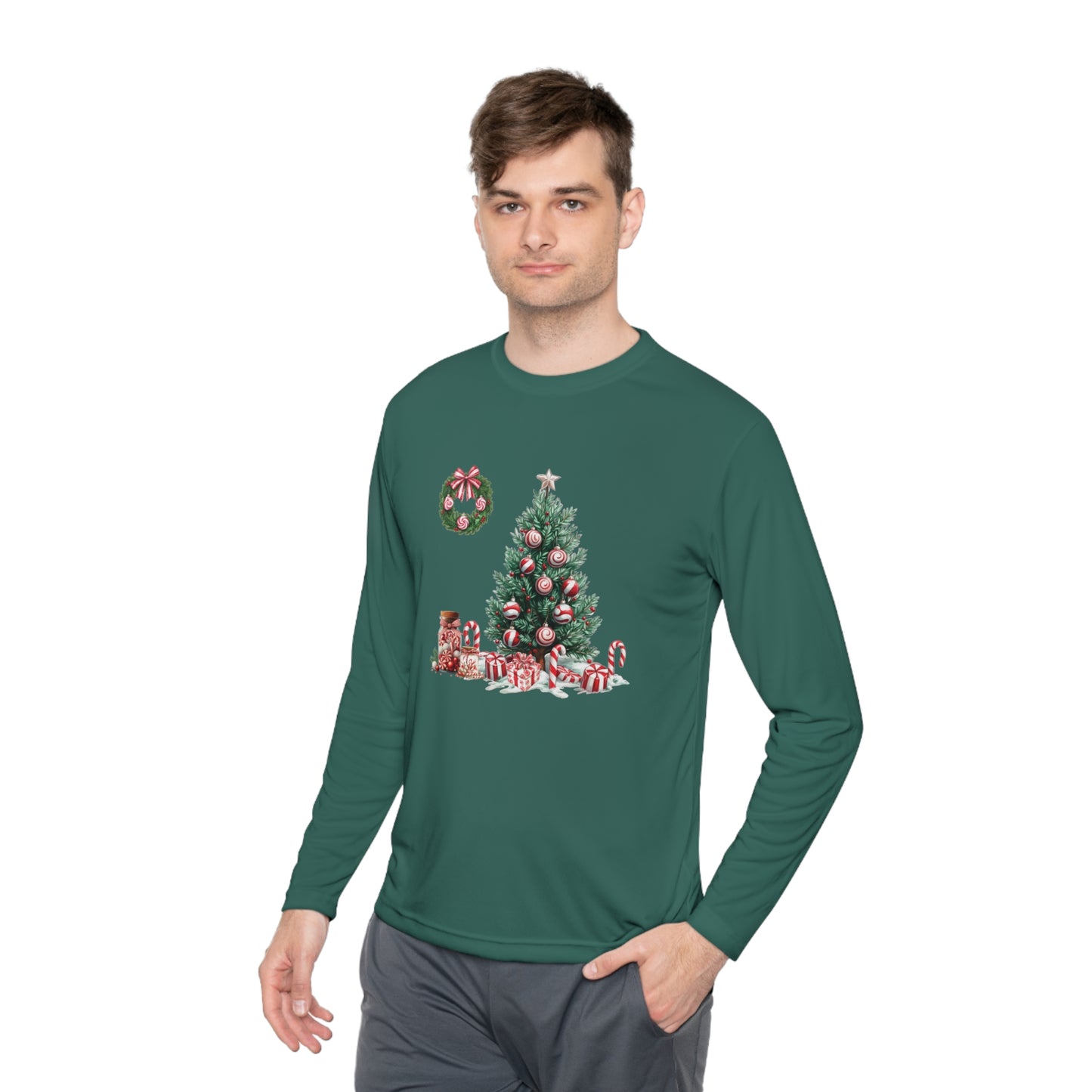 Peppermint Christmas,  Unisex Lightweight Long Sleeve Tee