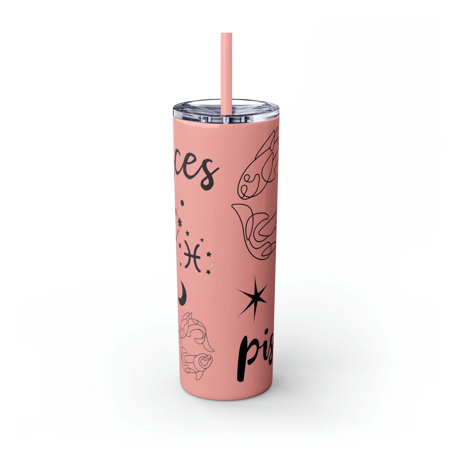 Pisces , Skinny Tumbler with Straw, 20oz