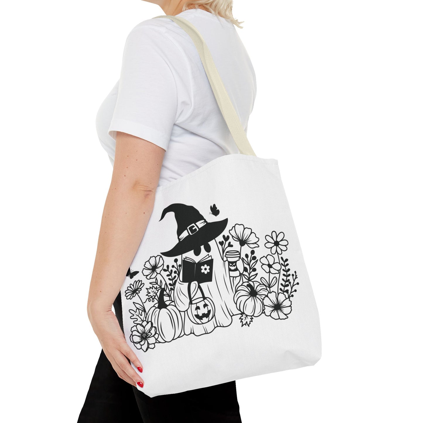 Cozy boo reading, Tote Bag (AOP)