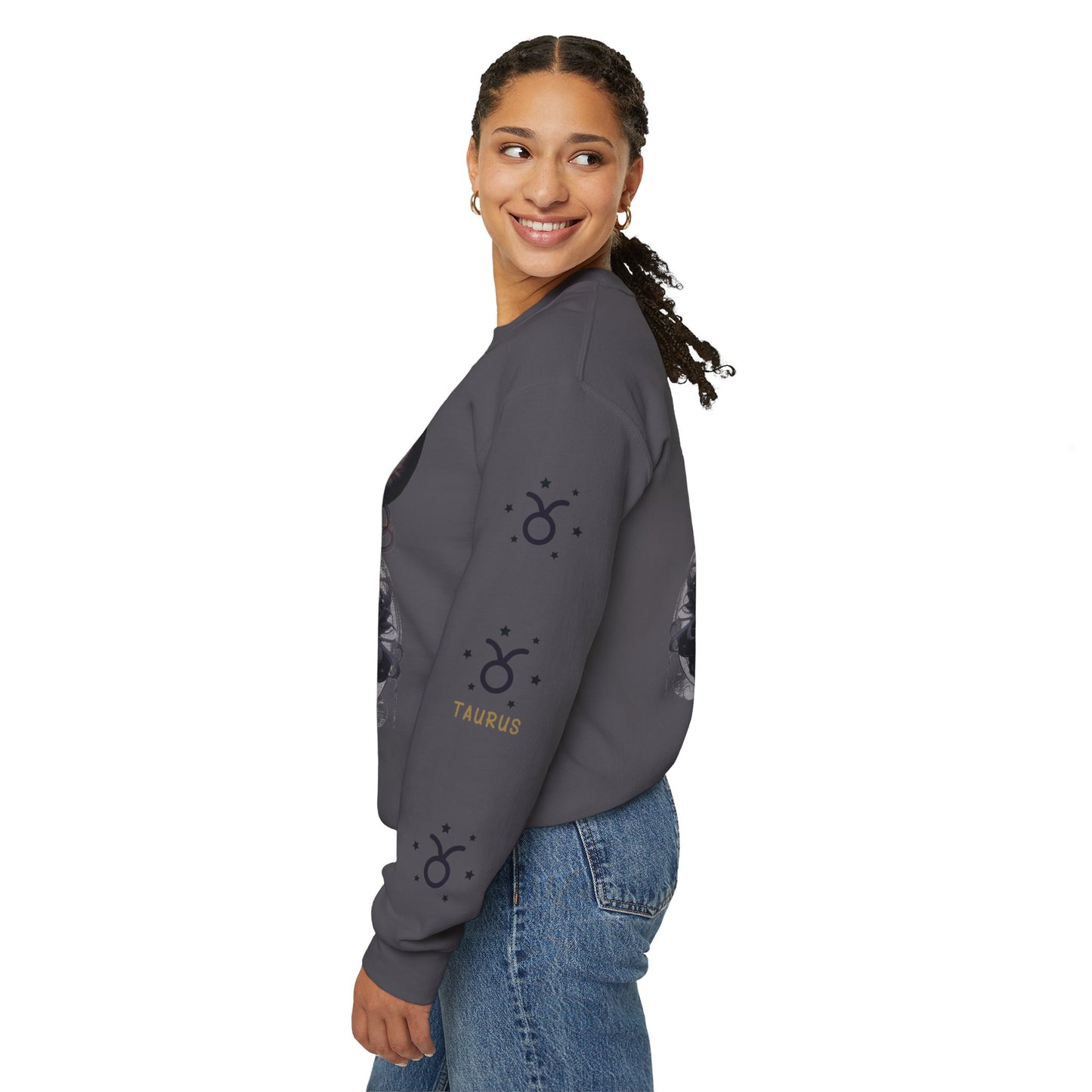 Taurus , ™ Crewneck Sweatshirt (Sleeve design )