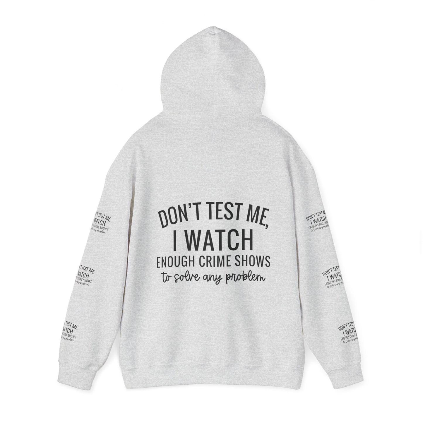 True crime watcher arm design, Unisex Heavy Blend™ Hooded Sweatshirt (side arm design)