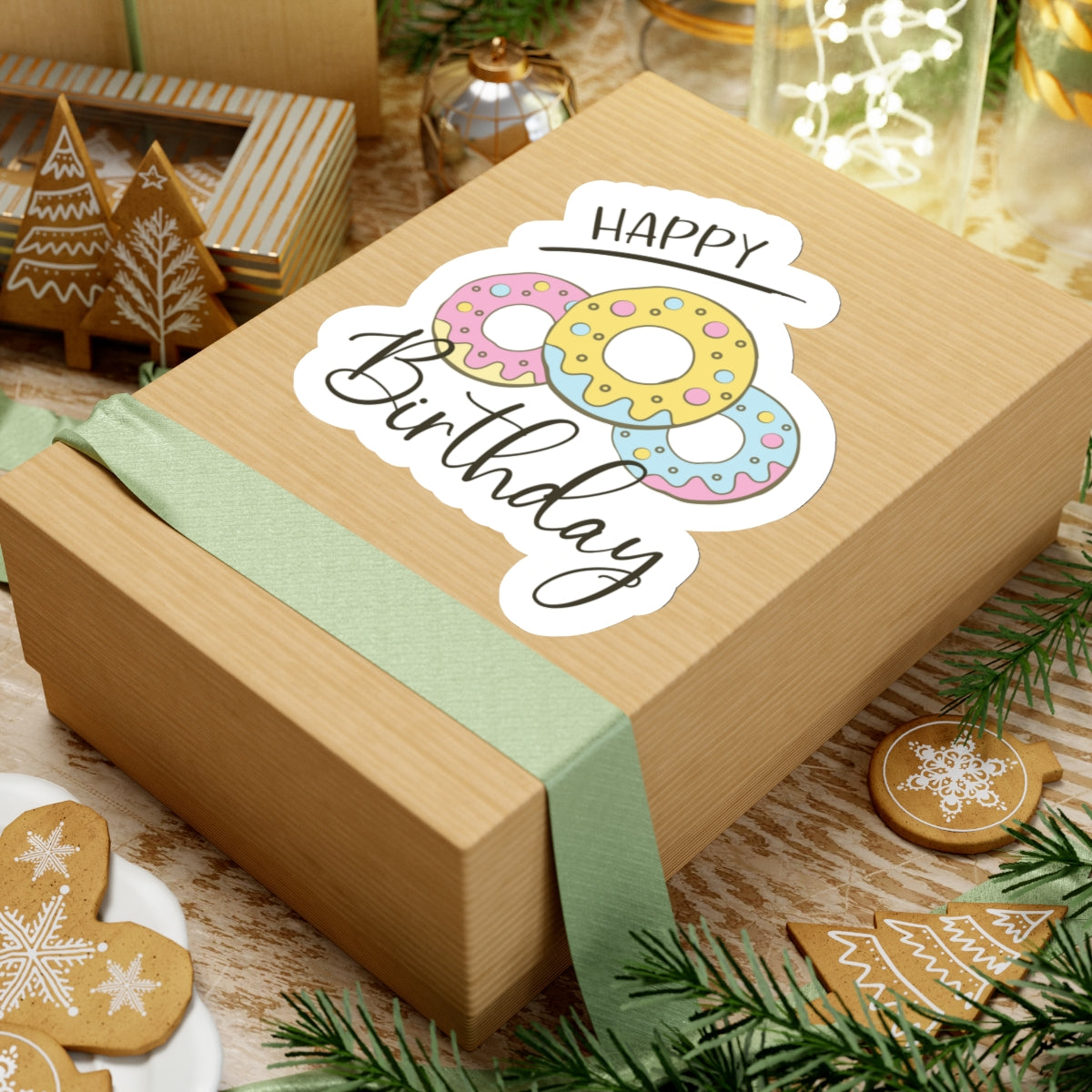 Happy birthday donuts, Kiss-Cut Stickers