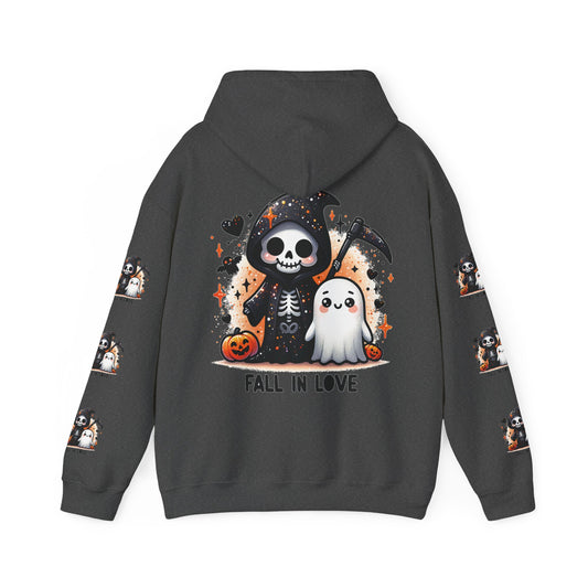 Fall in love,  Unisex Heavy Blend™ Hooded Sweatshirt (side arm design)