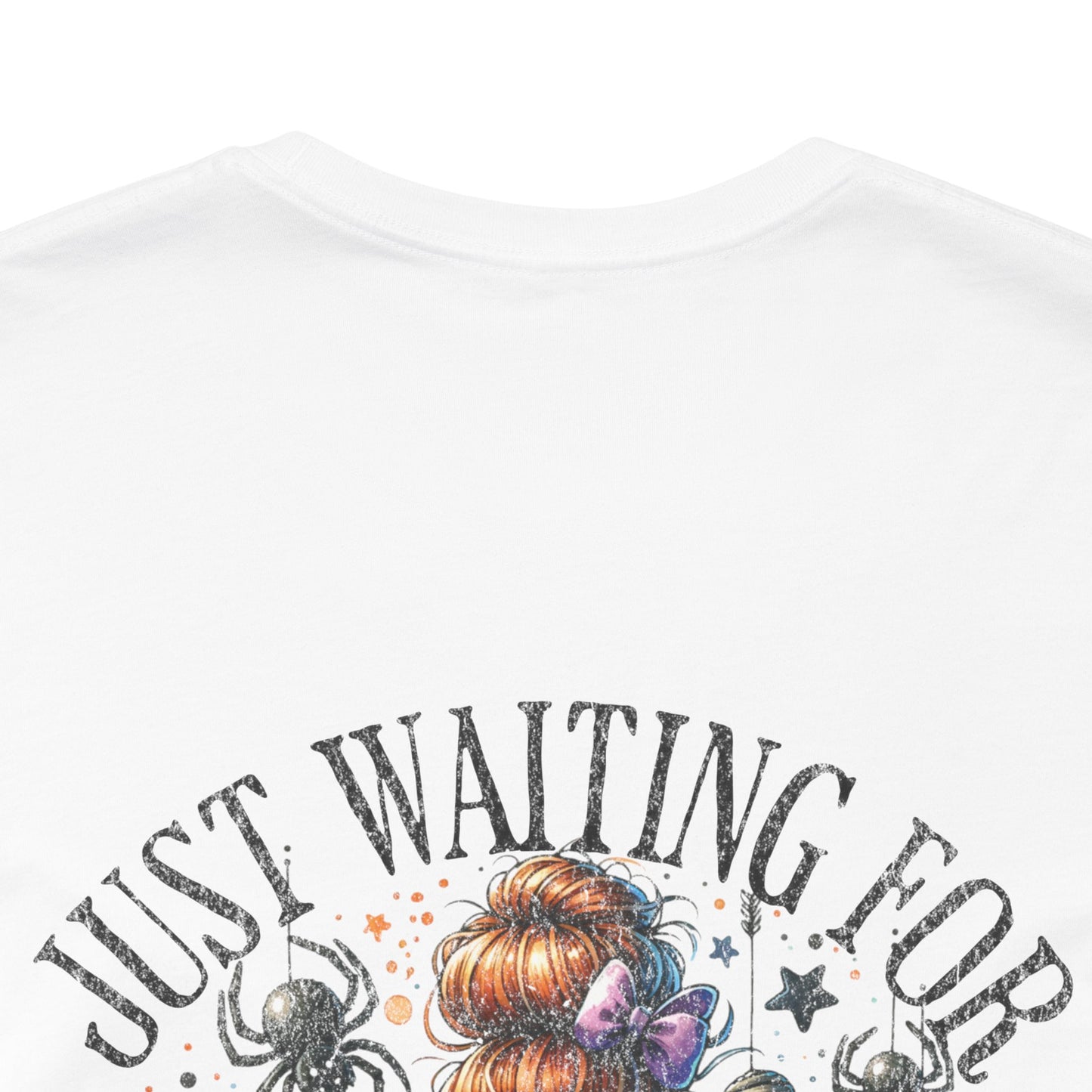 Just waiting for Halloween, Unisex Jersey Short Sleeve Tee (sleeve design)