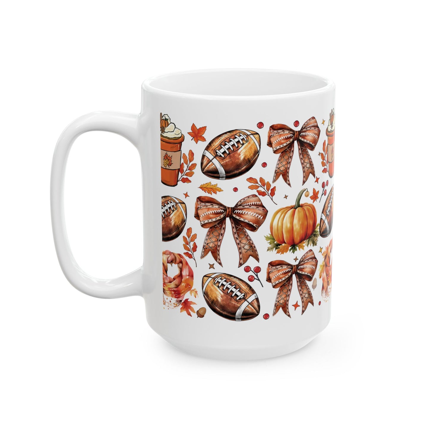 Football and bows, Ceramic Mug 11oz & 15 oz