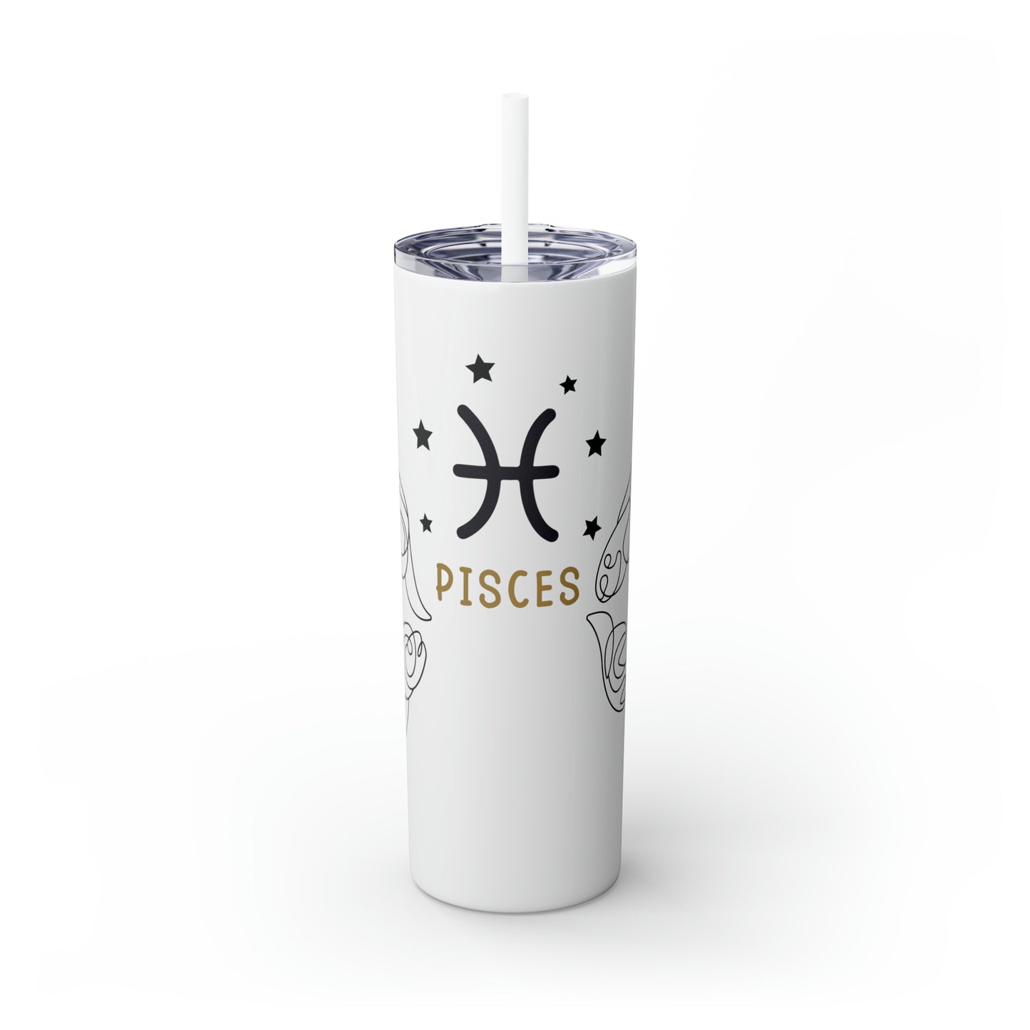 Pisces , Skinny Tumbler with Straw, 20oz