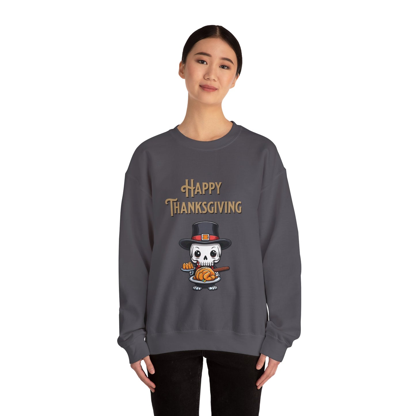 Happy thanksgiving, ™ Crewneck Sweatshirt ( sleeve design )