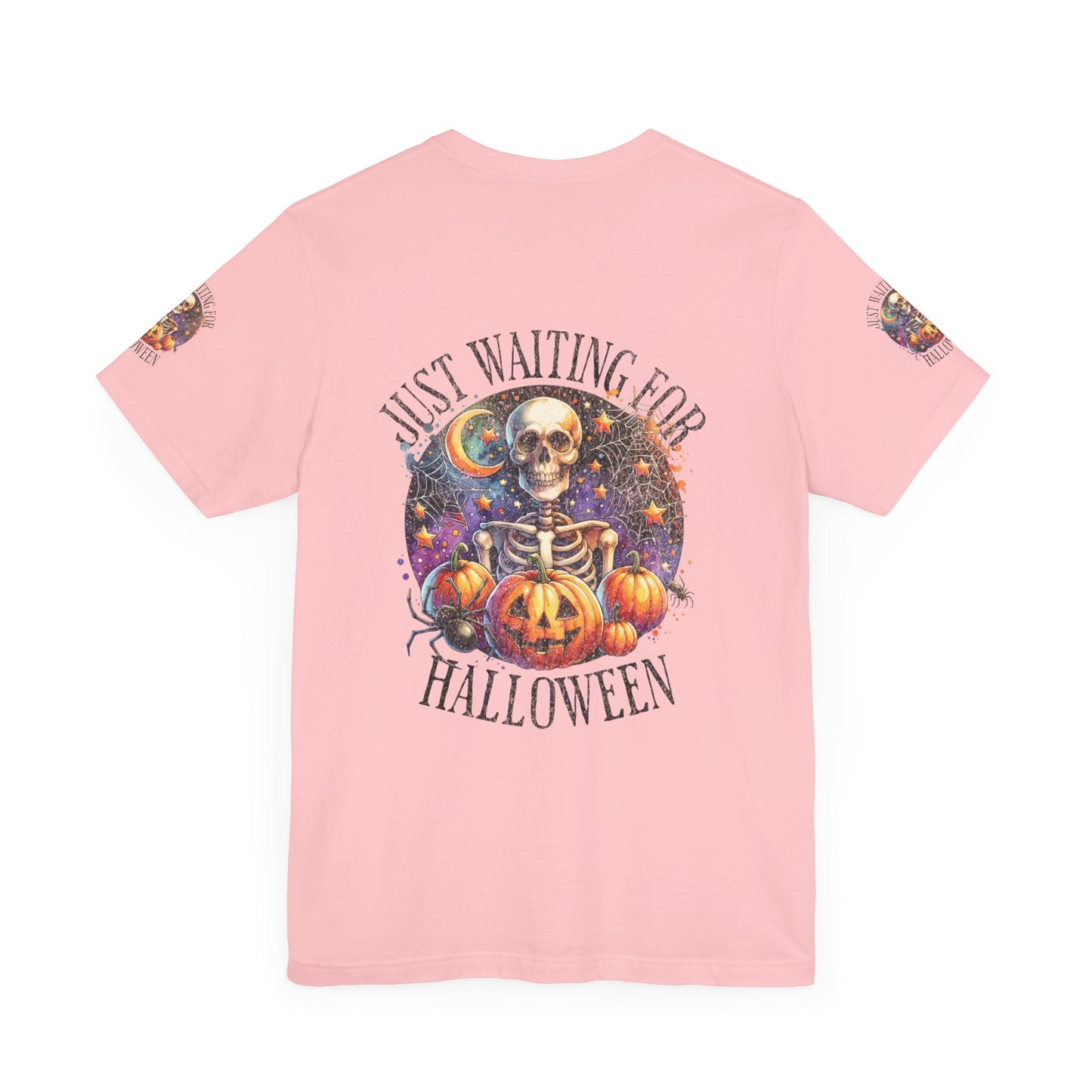 Just waiting for Halloween, Unisex Jersey Short Sleeve Tee (sleeve design)