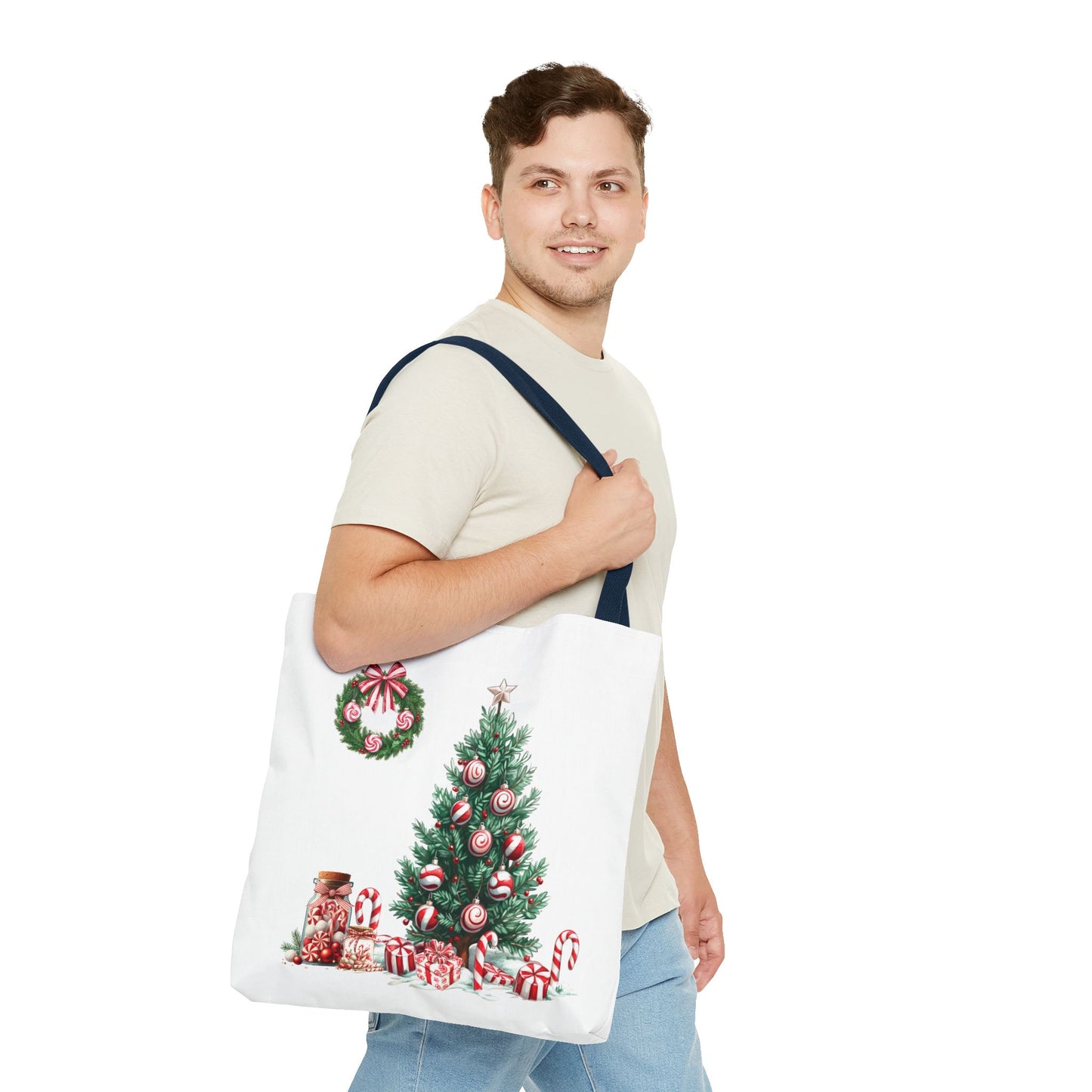 Peppermint Christmas, Tote Bag (AOP)