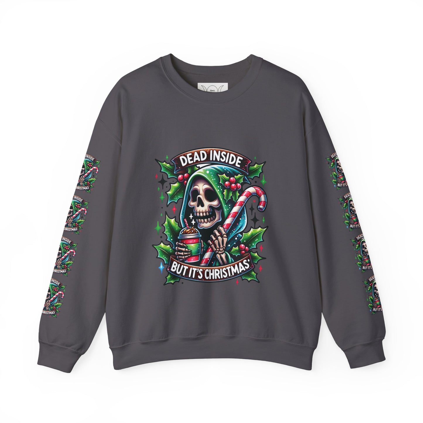 Dead inside but it’s Christmas, ™ Crewneck Sweatshirt ( sleeve design )