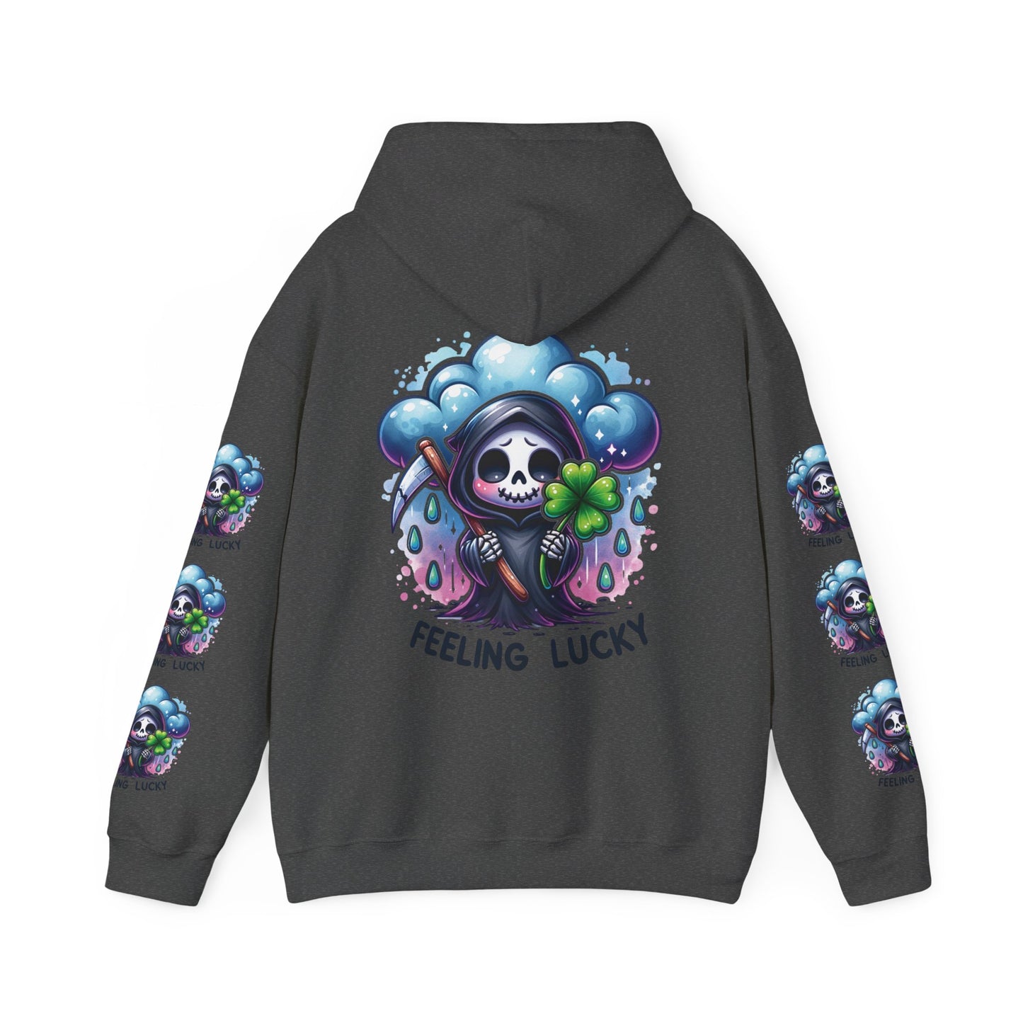 Feeling lucky,  Unisex Heavy Blend™ Hooded Sweatshirt (side arm design)