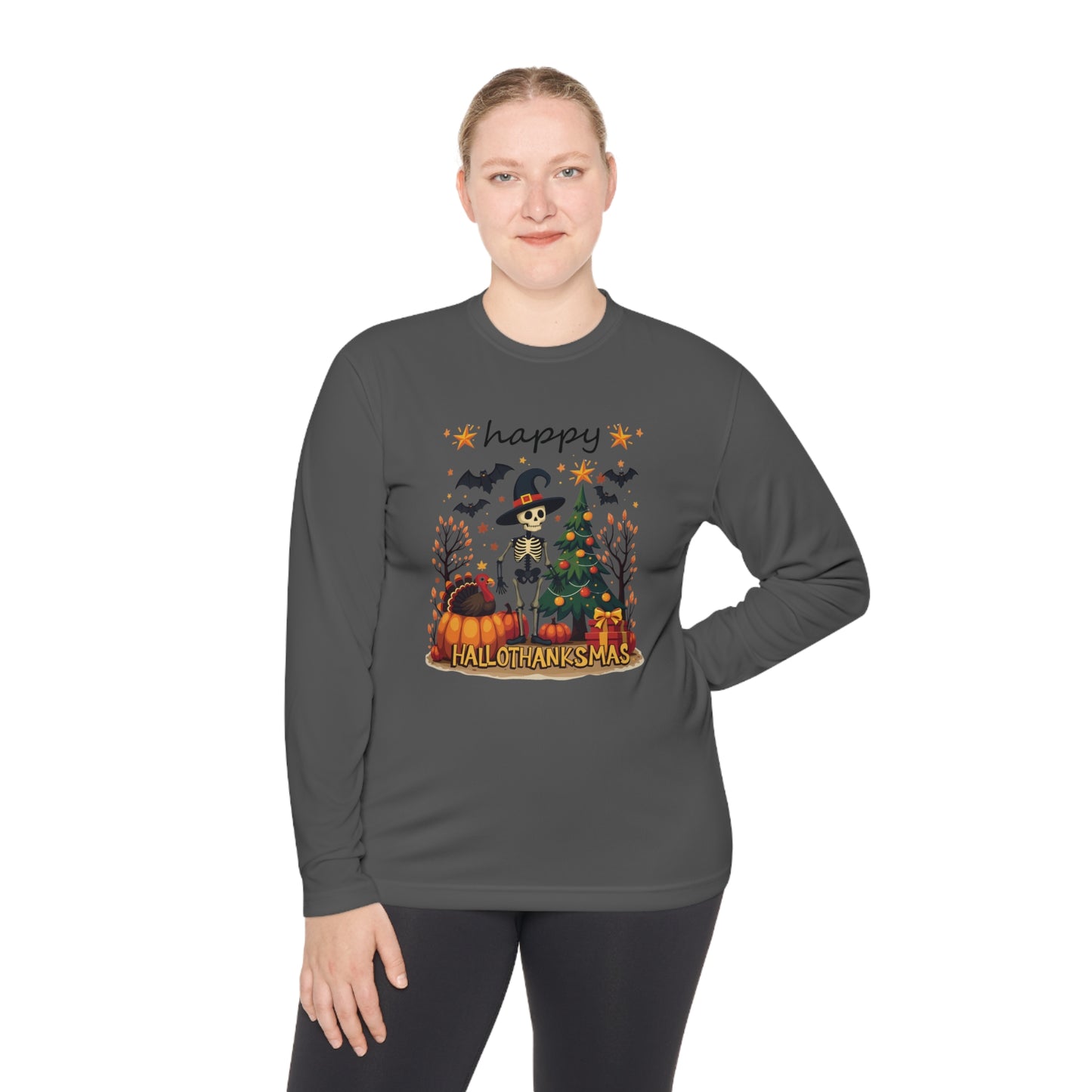 Happy hellothanksmas,  Unisex Lightweight Long Sleeve Tee