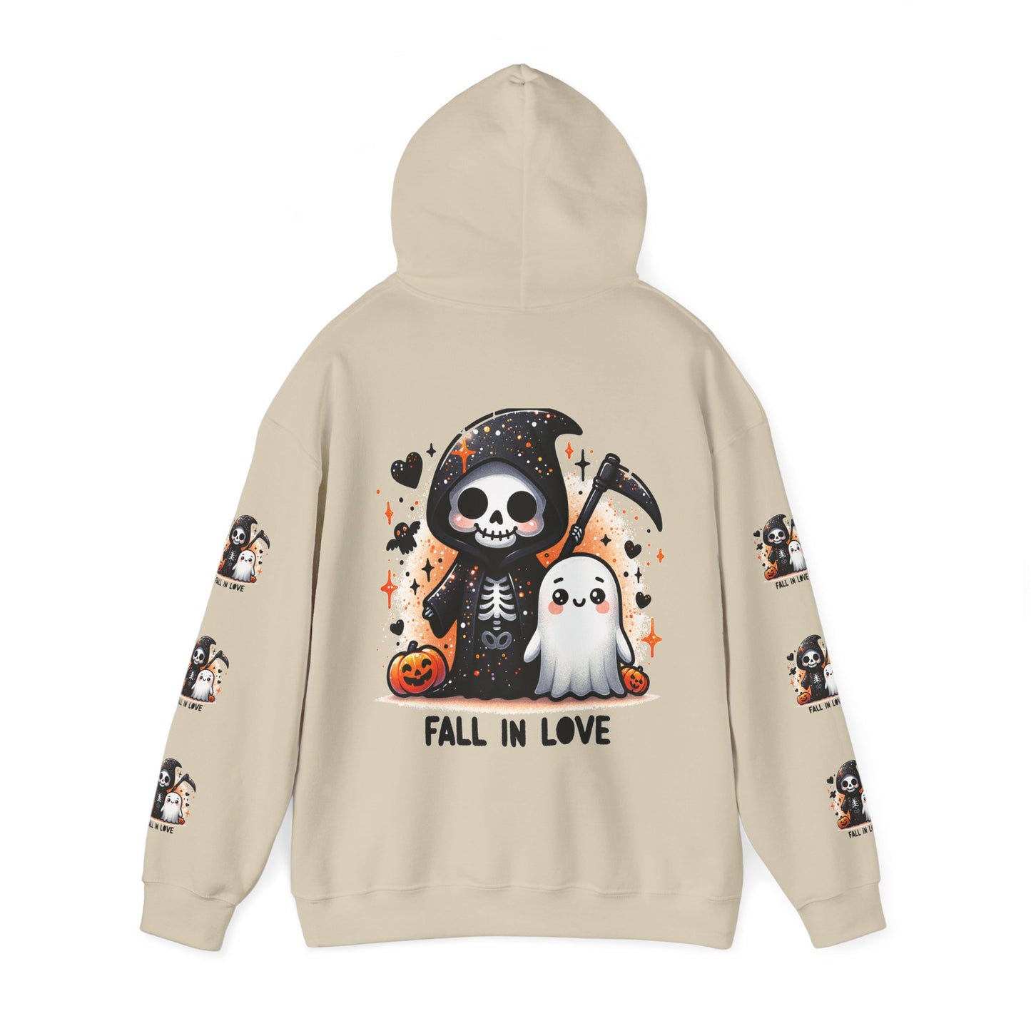 Fall in love,  Unisex Heavy Blend™ Hooded Sweatshirt (side arm design)