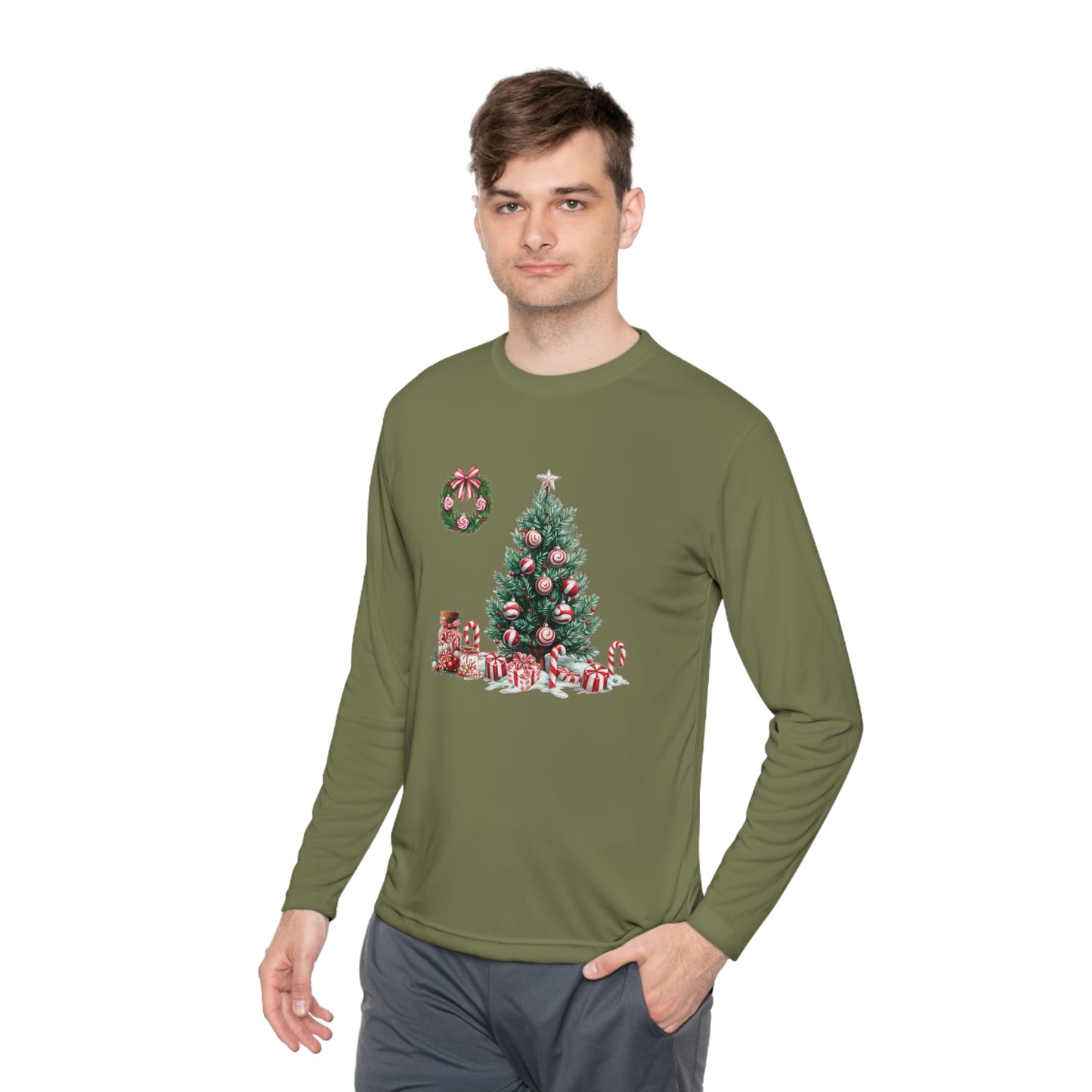 Peppermint Christmas,  Unisex Lightweight Long Sleeve Tee