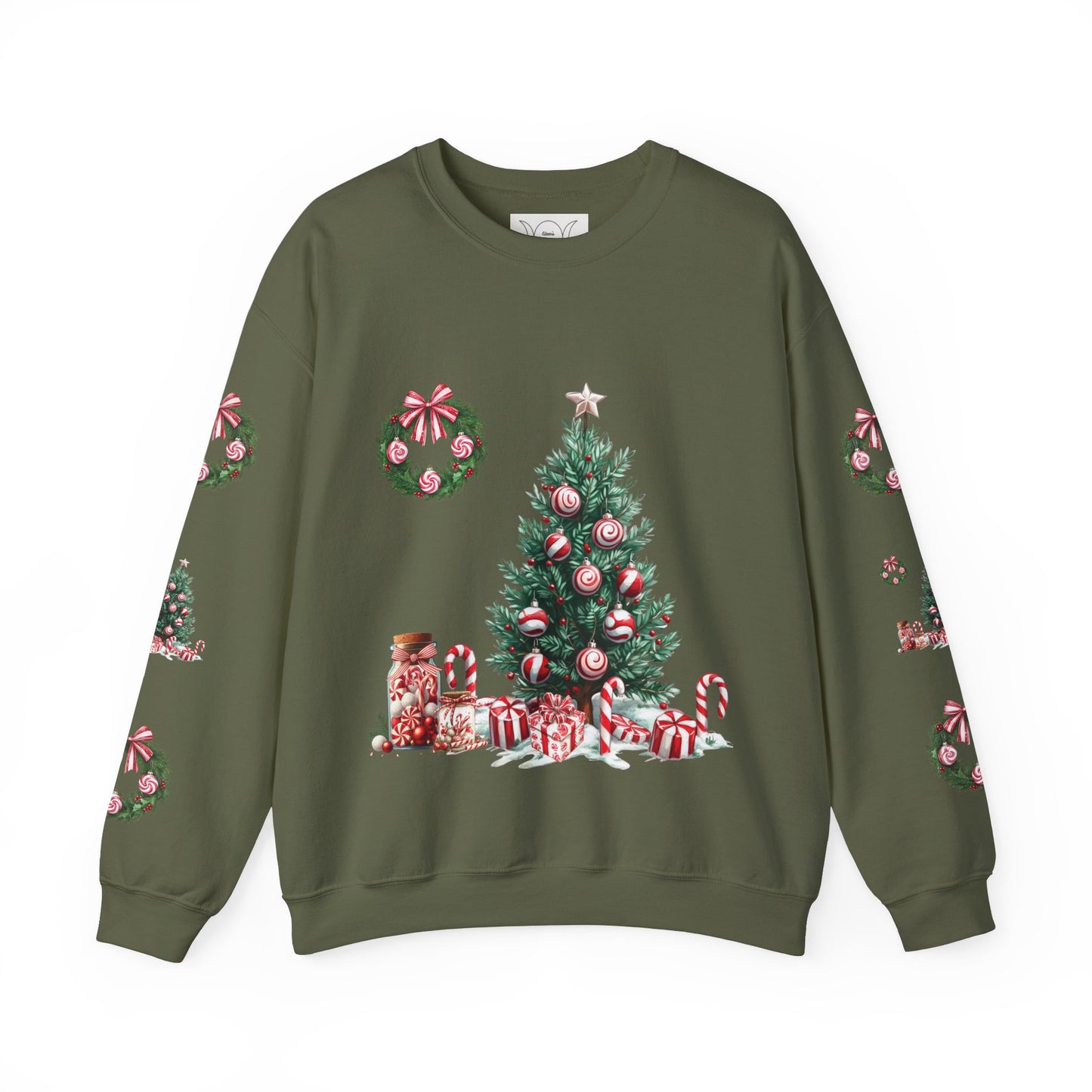 Peppermint Christmas, ™ Crewneck Sweatshirt ( sleeve design )