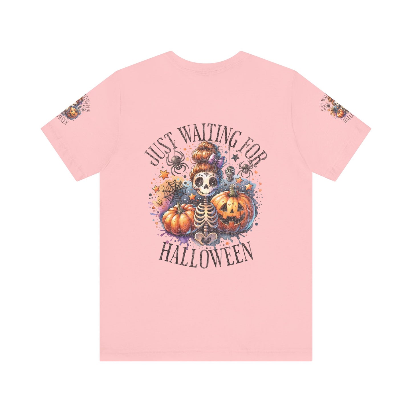 Just waiting for Halloween, Unisex Jersey Short Sleeve Tee (sleeve design)