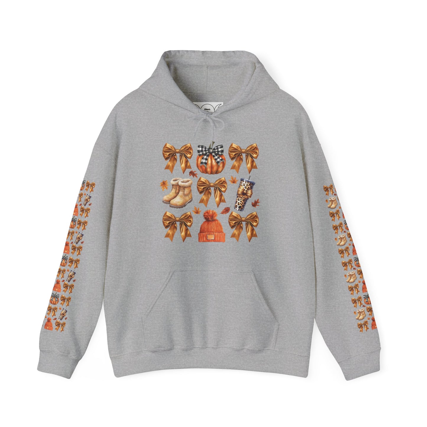 Fall and bows ,  Unisex Heavy Blend™ Hooded Sweatshirt (sleeve arm design)