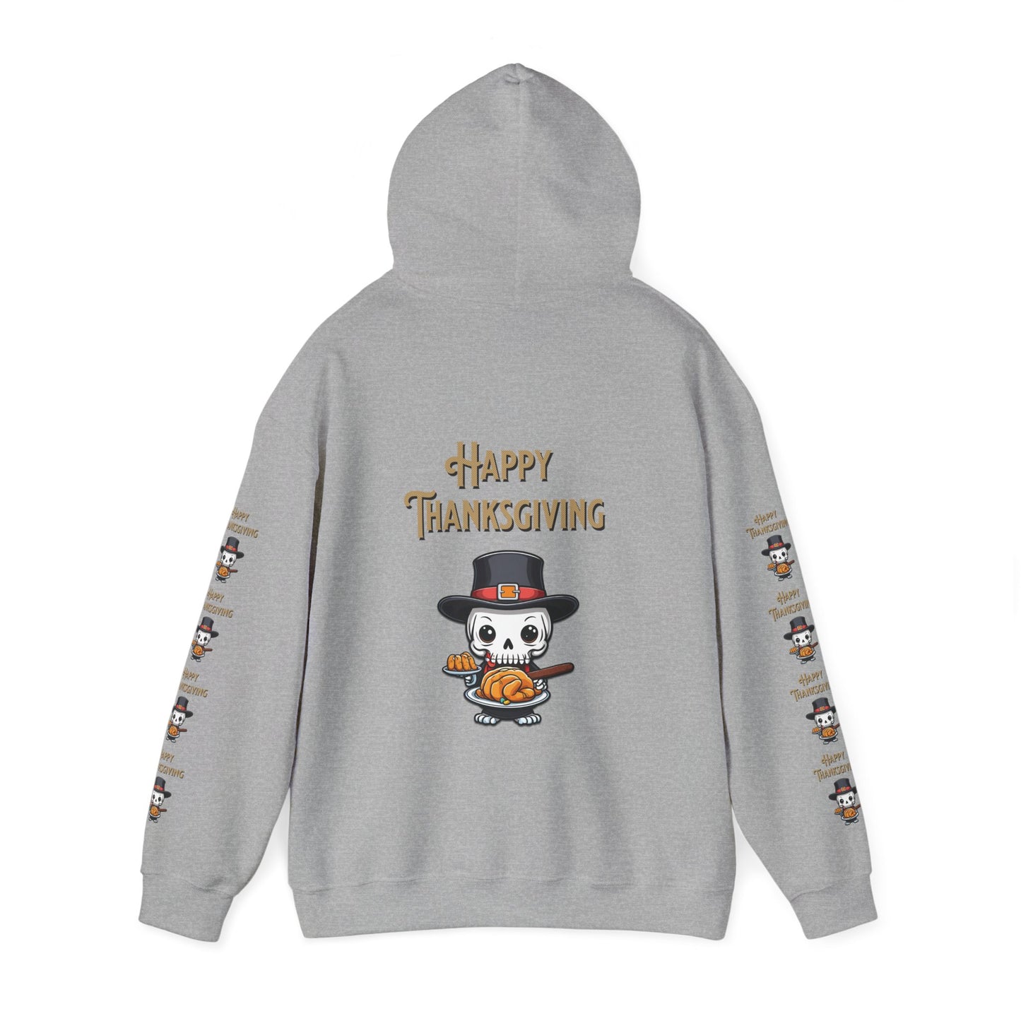 Happy thanksgiving,  Unisex Heavy Blend™ Hooded Sweatshirt (side arm design)