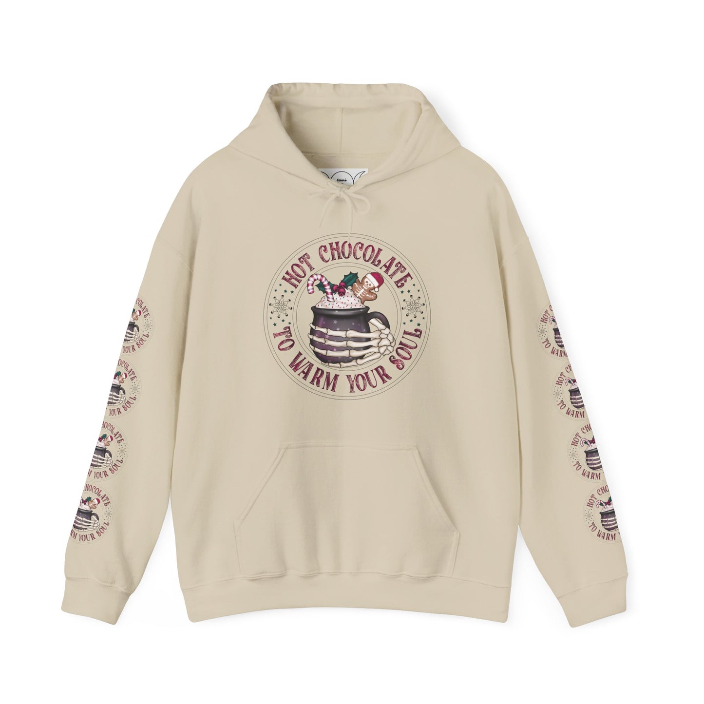 Hot chocolate to warm up my soul,  Unisex Heavy Blend™ Hooded Sweatshirt (side arm design)