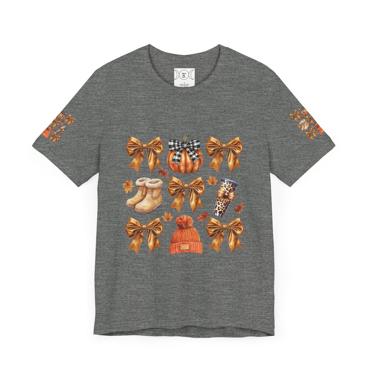 Fall and bows , Unisex Jersey Short Sleeve Tee (sleeve design)