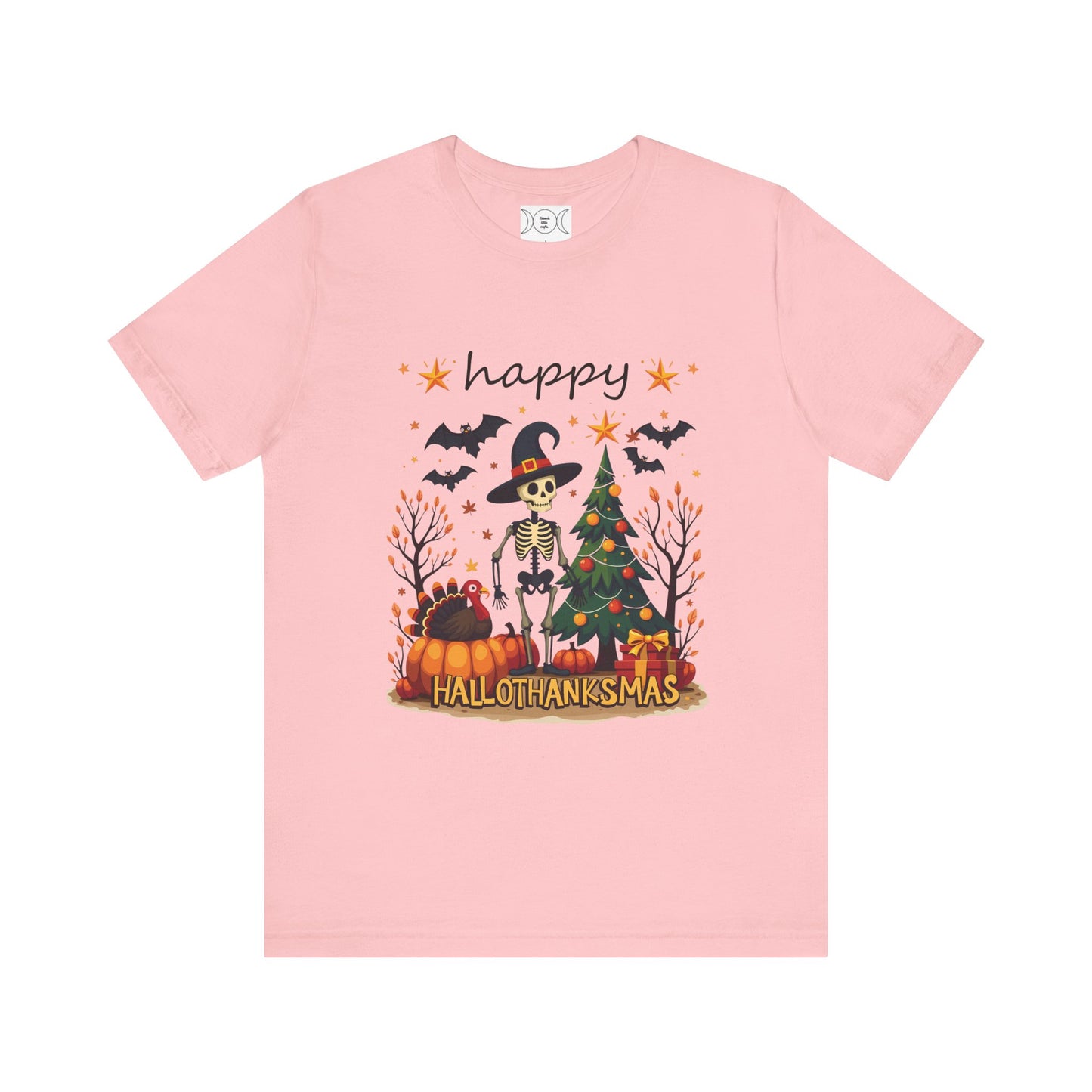 Happy hellothanksmas, , Unisex Jersey Short Sleeve Tee ( No sleeve design)