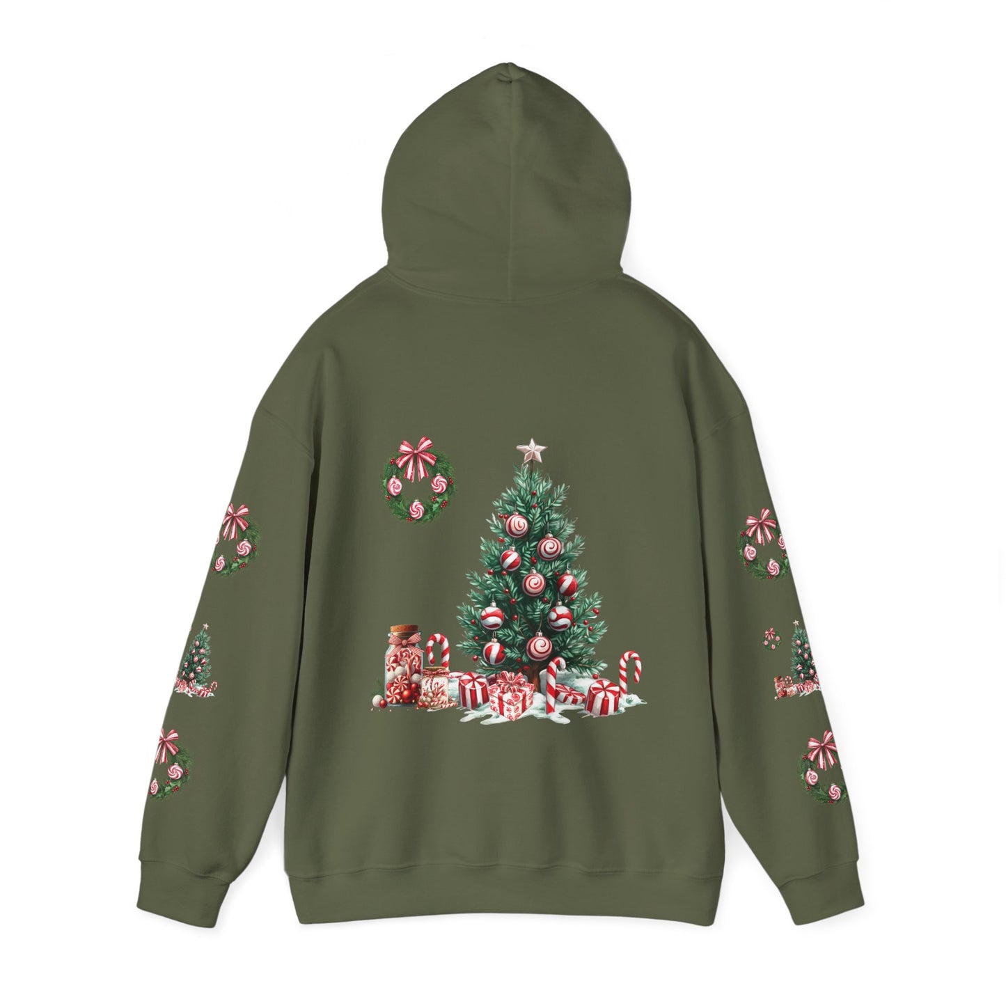 Peppermint Christmas,  Unisex Heavy Blend™ Hooded Sweatshirt (no side arm design)