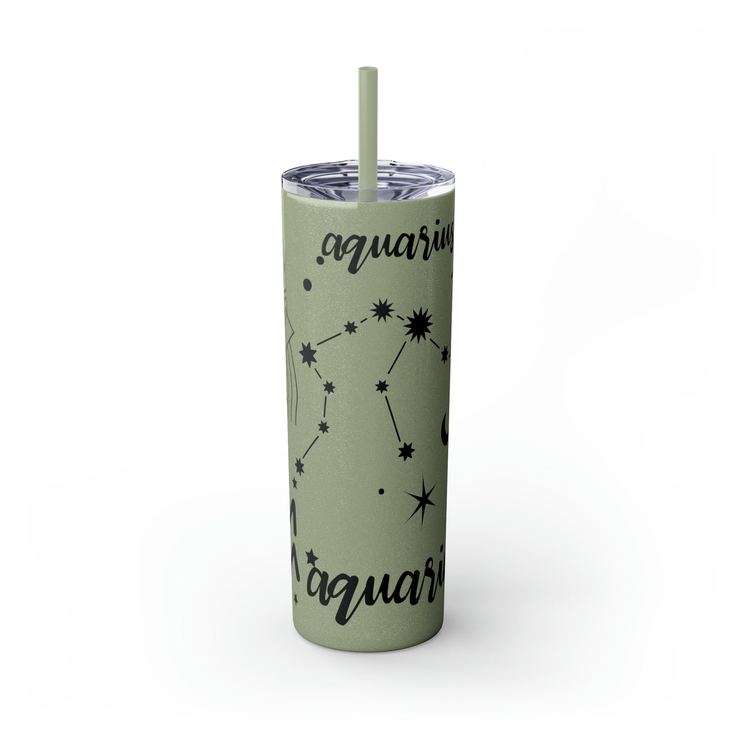 Aquarius, Skinny Tumbler with Straw, 20oz