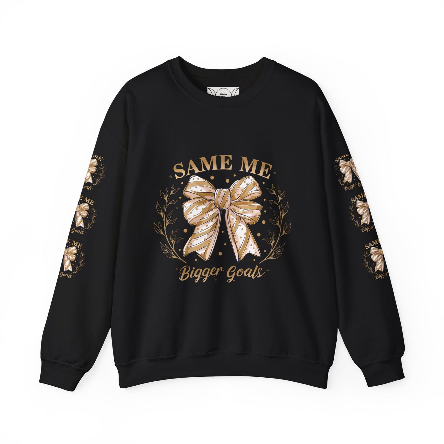 Same me, bigger goals , Unisex Heavy Blend™ Crewneck Sweatshirt (sleeve design)