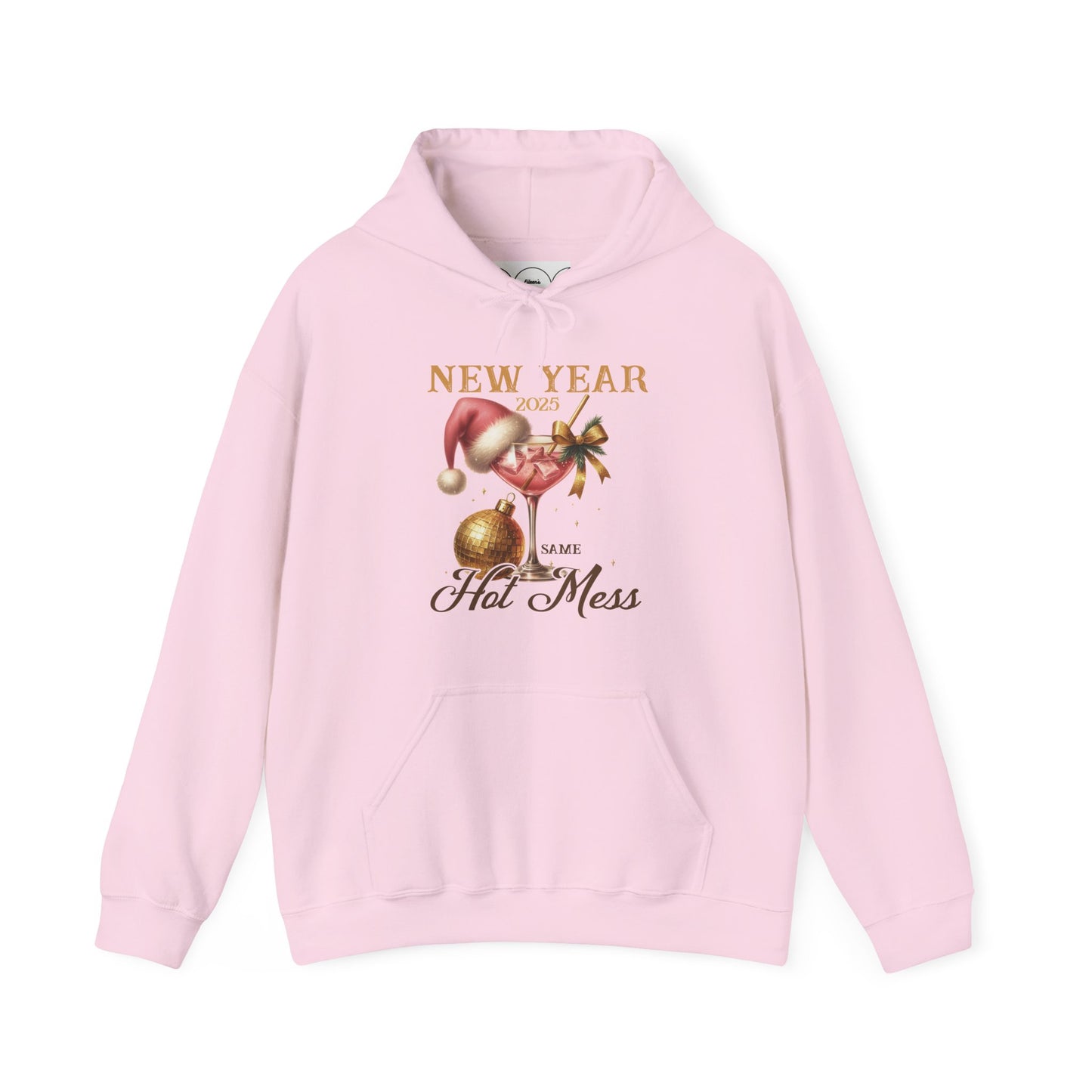 New year, same hot mess, Unisex Heavy Blend™ Hooded Sweatshirt (no sleeve arm design)