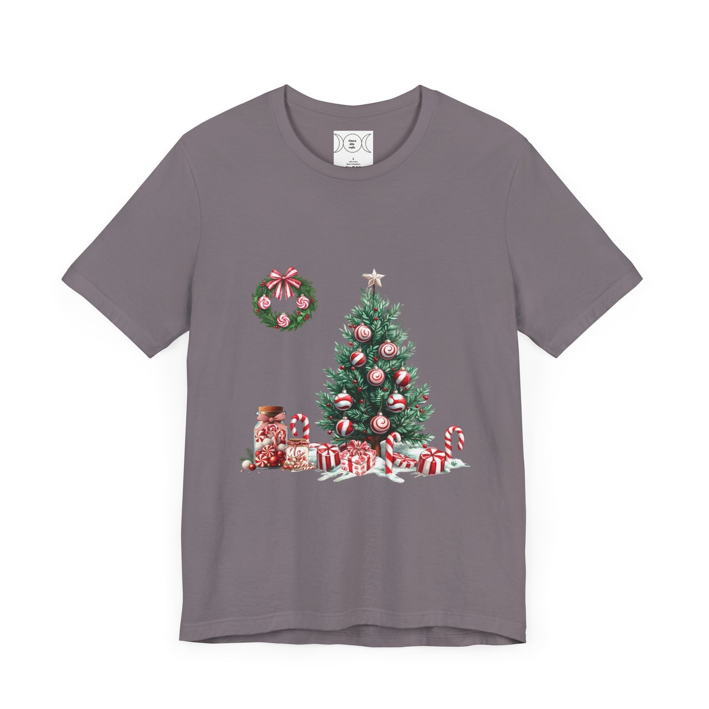 Peppermint Christmas, Unisex Jersey Short Sleeve Tee ( No sleeve design)