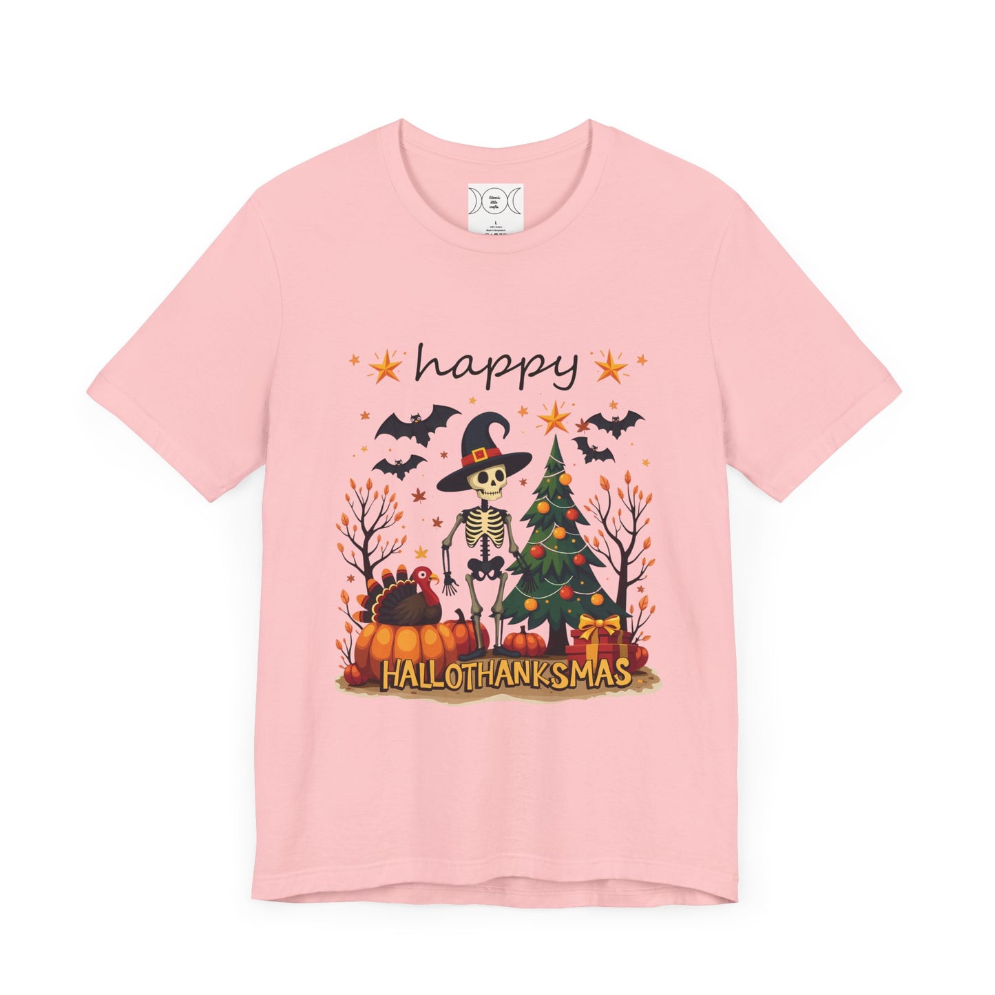 Happy hellothanksmas, , Unisex Jersey Short Sleeve Tee ( No sleeve design)