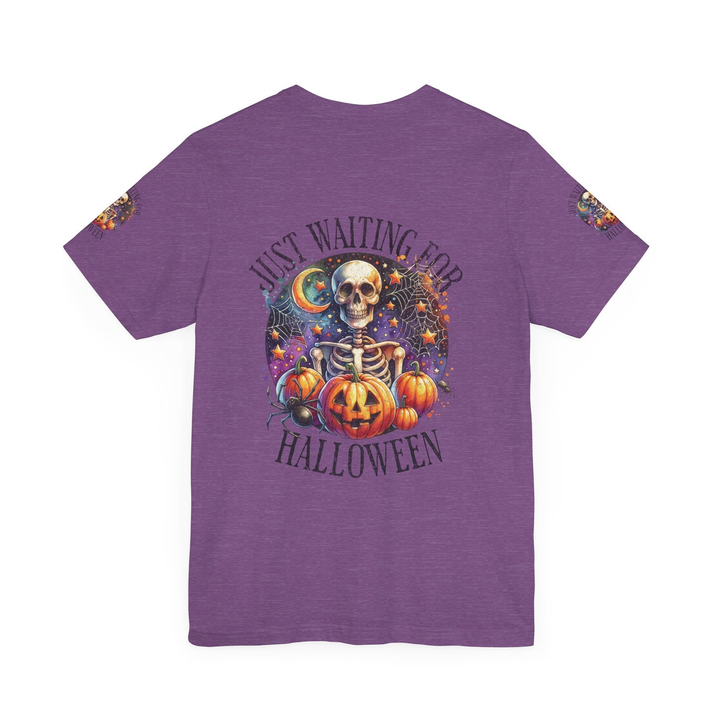 Just waiting for Halloween, Unisex Jersey Short Sleeve Tee (sleeve design)