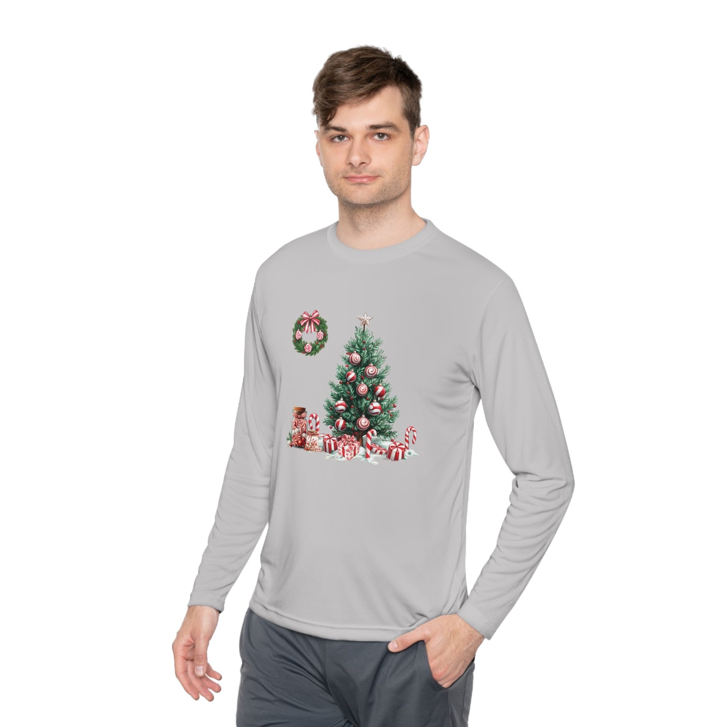 Peppermint Christmas,  Unisex Lightweight Long Sleeve Tee