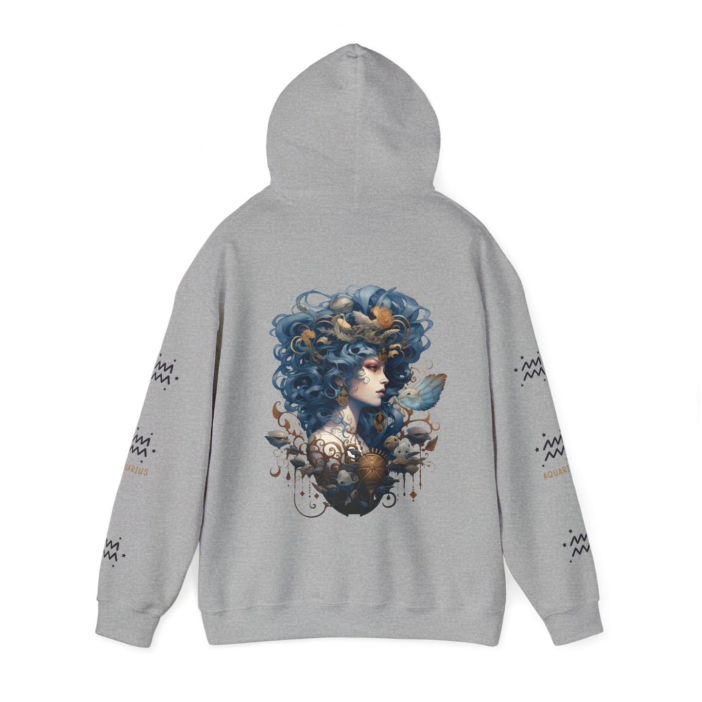 Aquarius, Unisex Heavy Blend™ Hooded Sweatshirt (no side arm design)