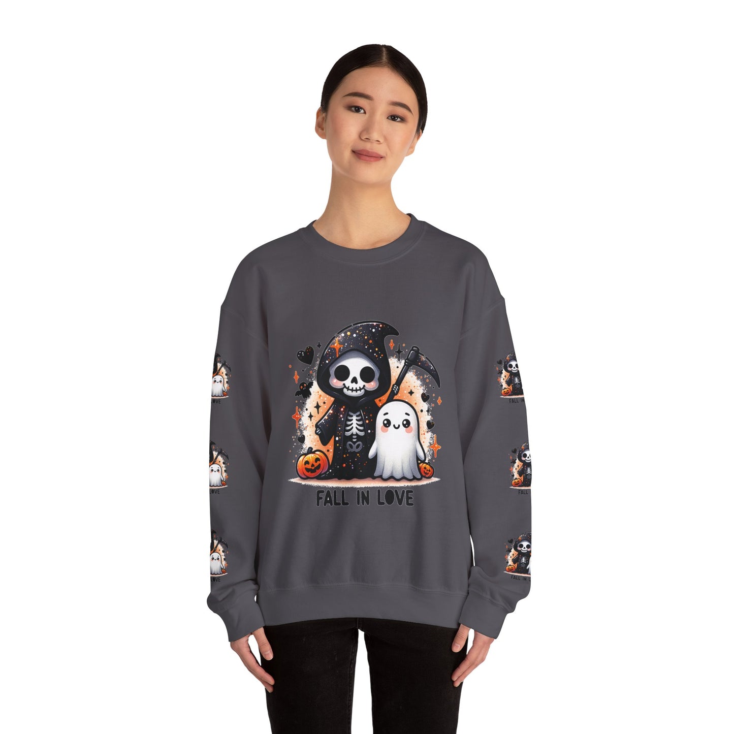 Fall in love, ™ Crewneck Sweatshirt ( sleeve design )