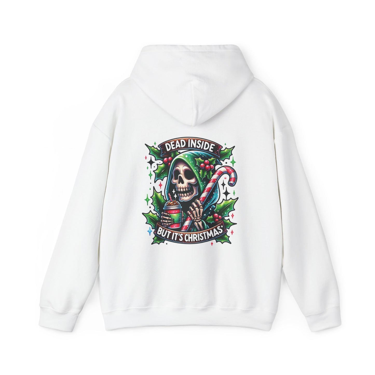 Dead inside but it’s Christmas,  Unisex Heavy Blend™ Hooded Sweatshirt (no sleeve arm design)