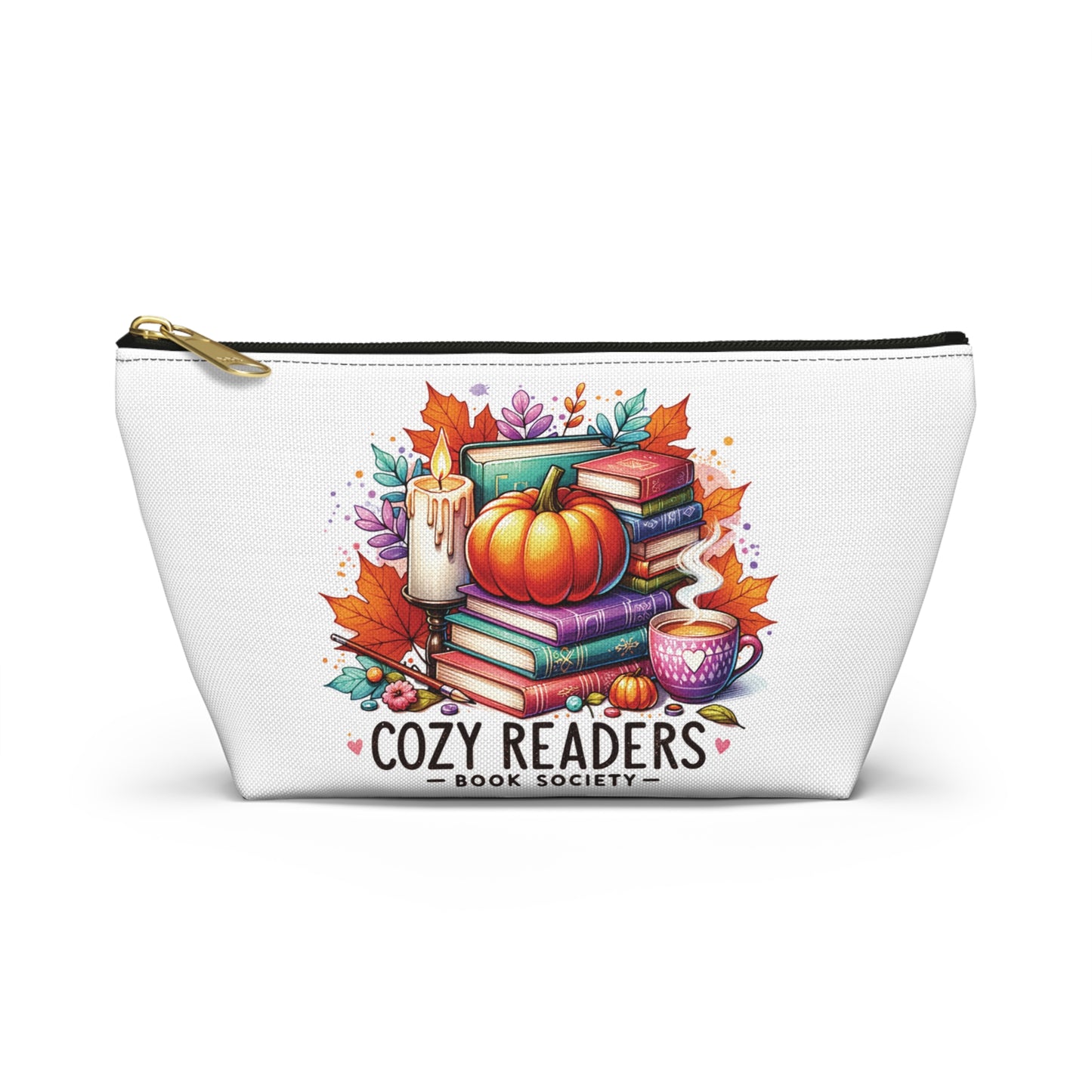 Cozy reader book society,  Accessory Pouch w T-bottoms