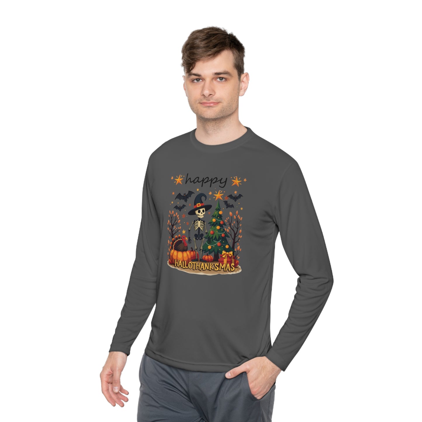 Happy hellothanksmas,  Unisex Lightweight Long Sleeve Tee