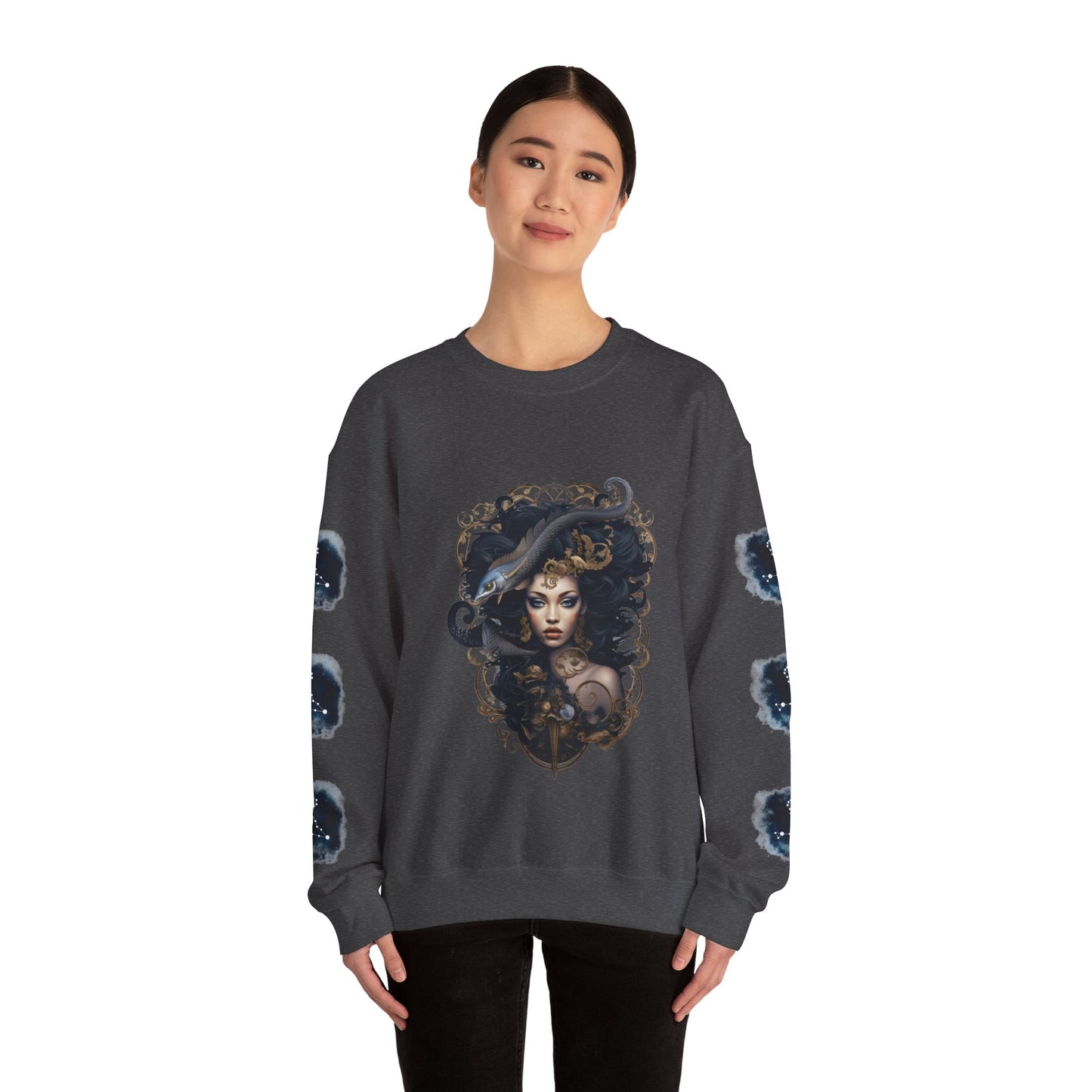 Pisces , ™ Crewneck Sweatshirt ( side arm design)