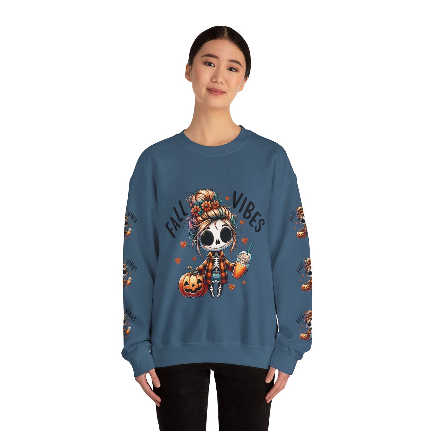 Fall vibes, ™ Crewneck Sweatshirt ( sleeve design )