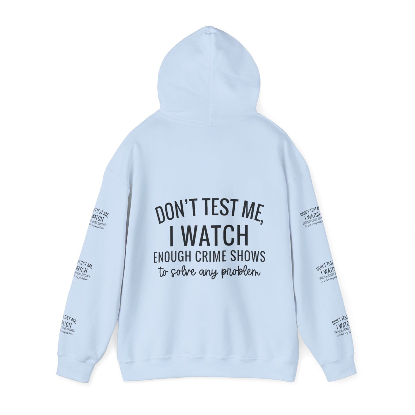 True crime watcher arm design, Unisex Heavy Blend™ Hooded Sweatshirt (side arm design)