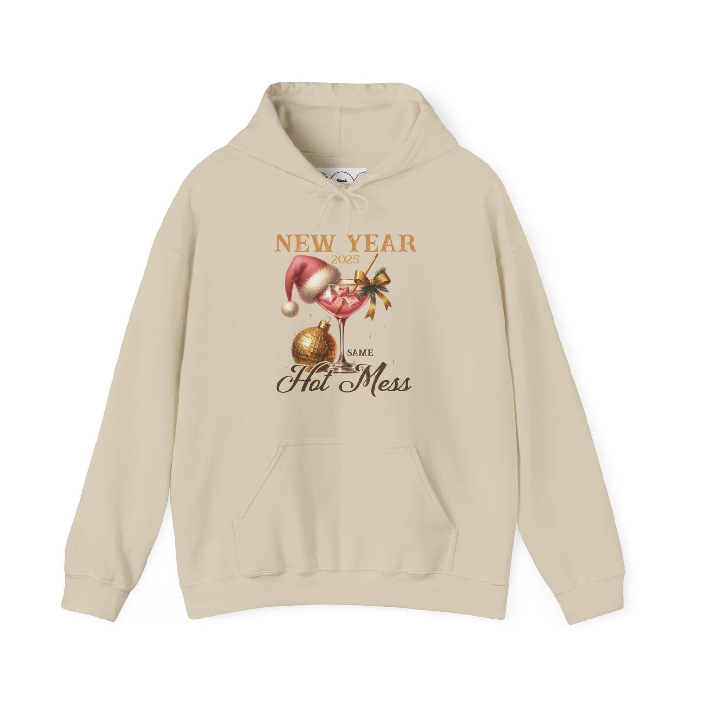 New year, same hot mess, Unisex Heavy Blend™ Hooded Sweatshirt (no sleeve arm design)