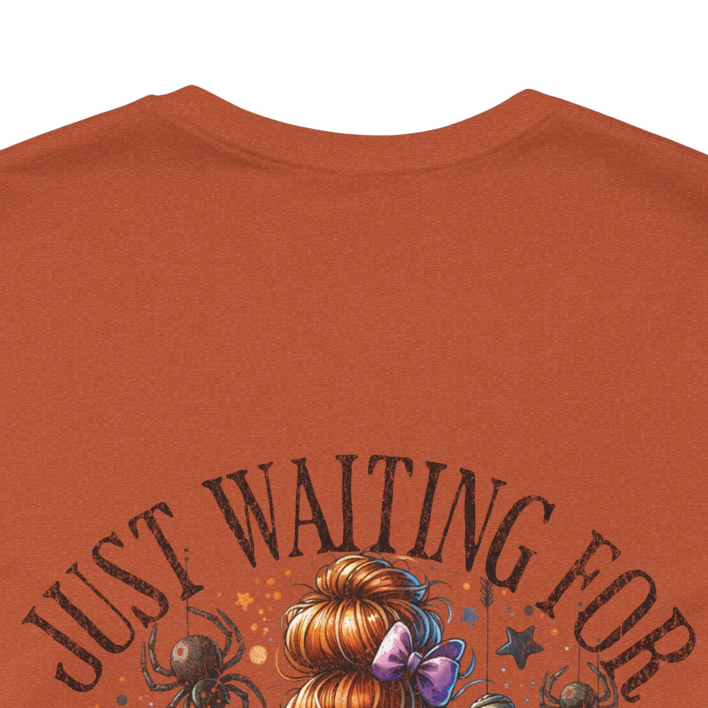 Just waiting for Halloween, Unisex Jersey Short Sleeve Tee (sleeve design)