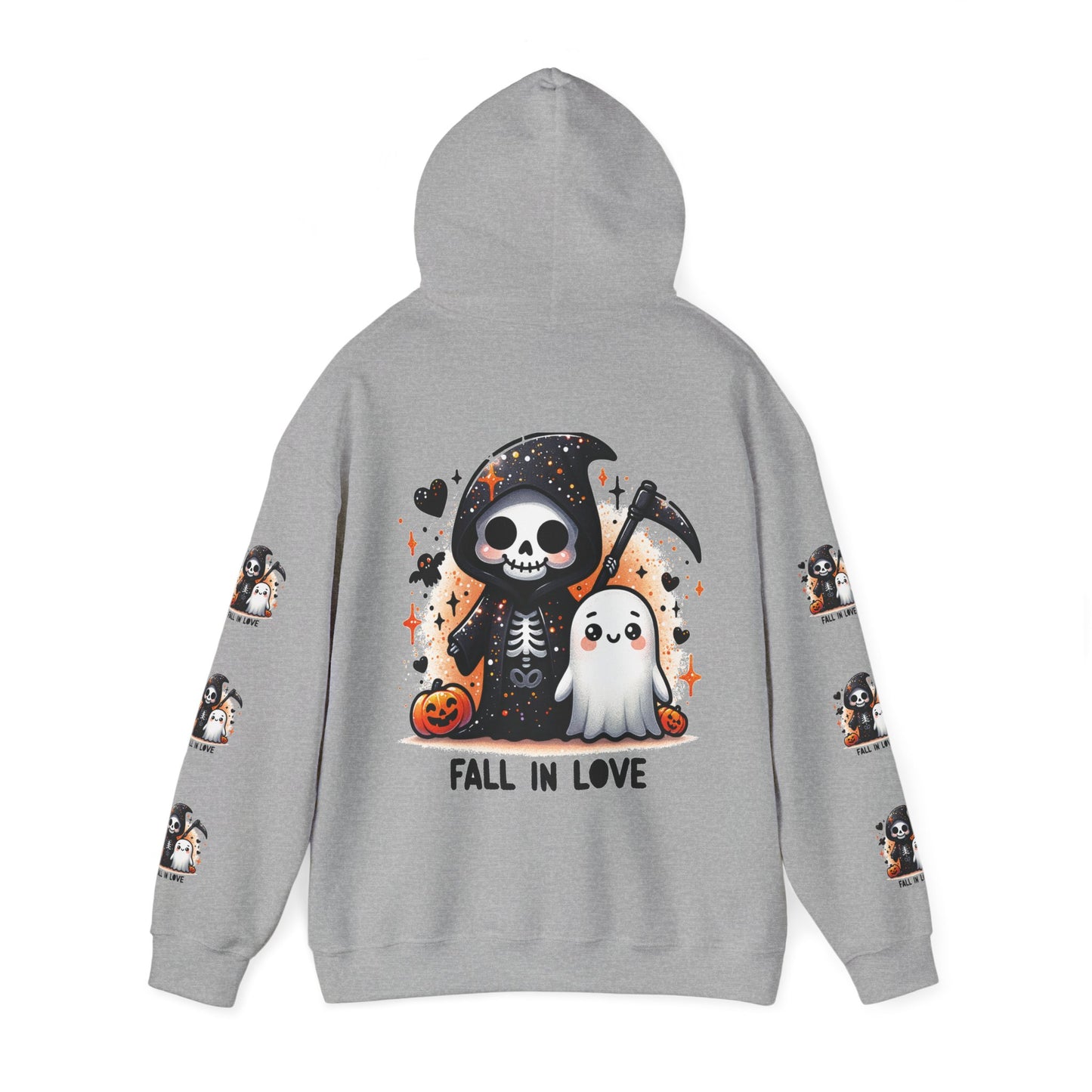 Fall in love,  Unisex Heavy Blend™ Hooded Sweatshirt (side arm design)