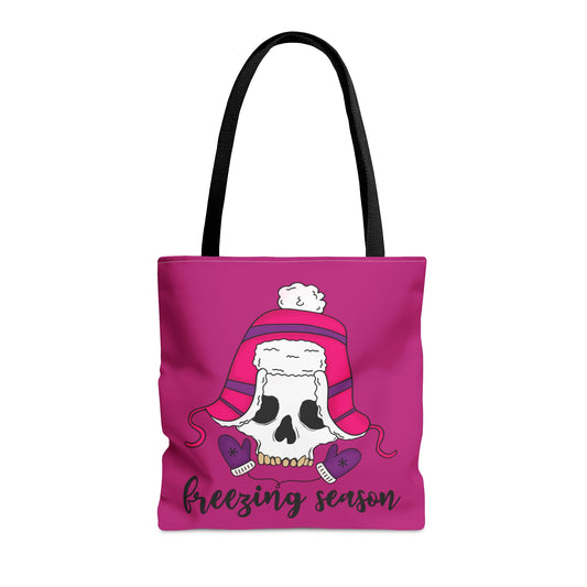 Freezing seasonTote Bag,  Weekend gateway bag, Shopping bag, Grumpy holiday person gift, three sizes, durable all over print