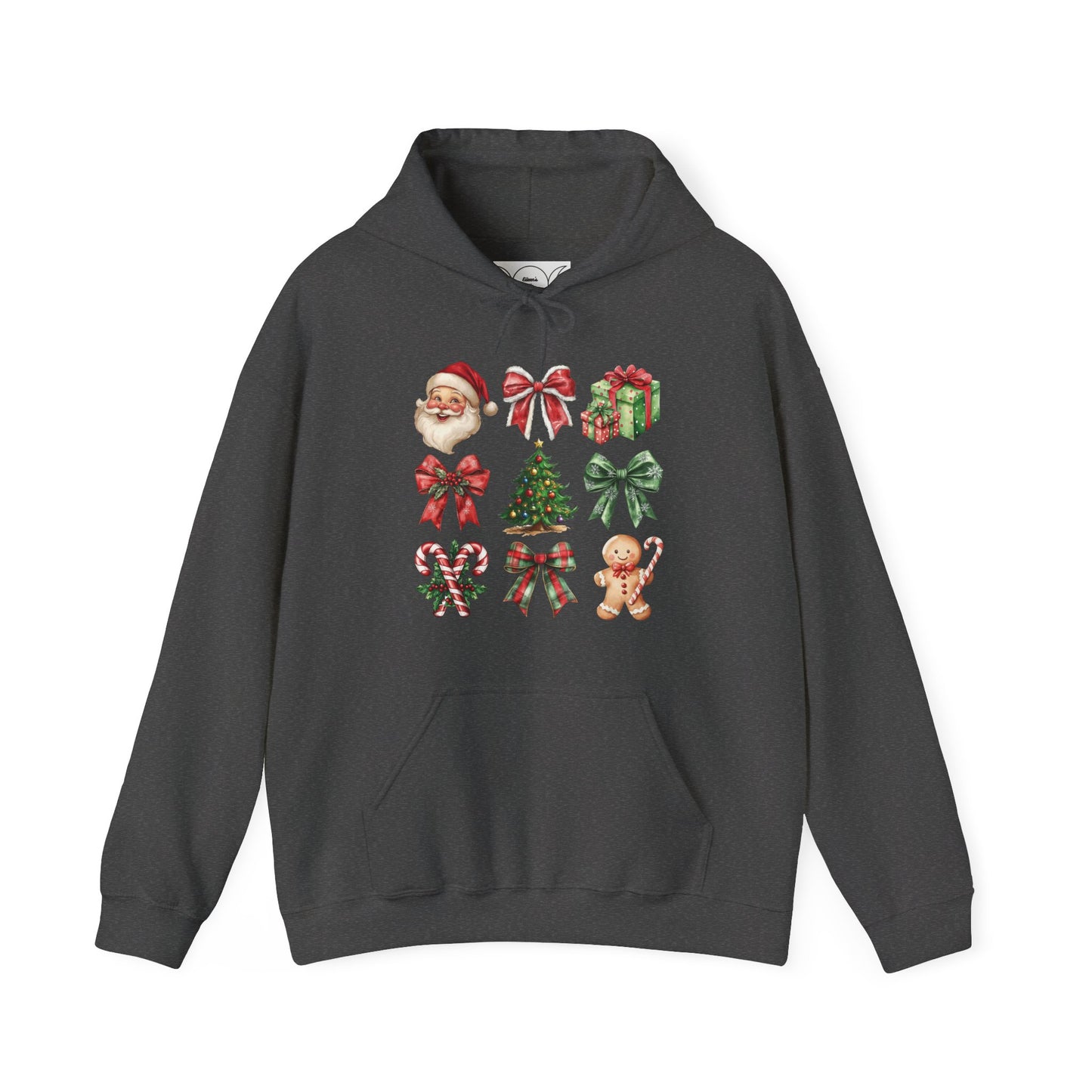 Christmas and bows ,  Unisex Heavy Blend™ Hooded Sweatshirt (no sleeve arm design)